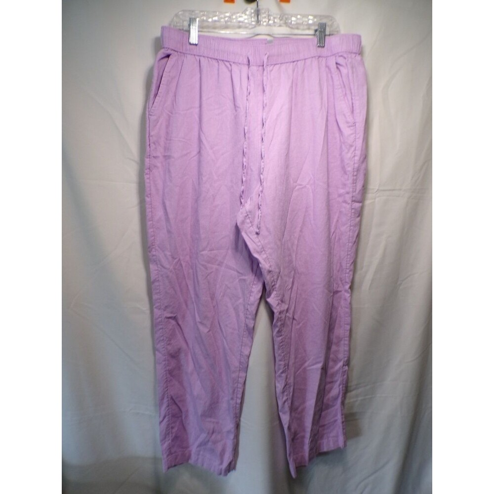 Kim Rogers Women's Large Lavender Purple Pull On Pants Linen Blend